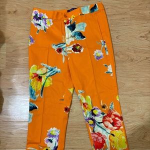 Bright Orange and Floral Ralph Lauren Pant